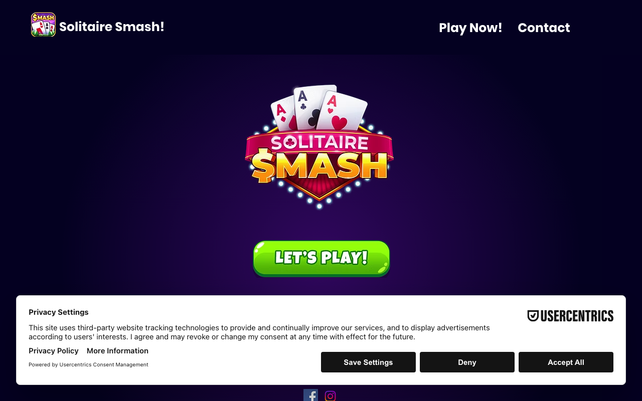 Solitaire Smash homepage screenshot