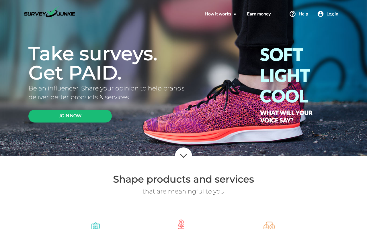 Survey Junkie homepage screenshot