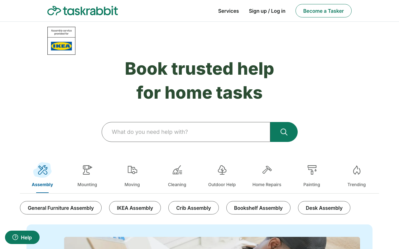 TaskRabbit homepage screenshot