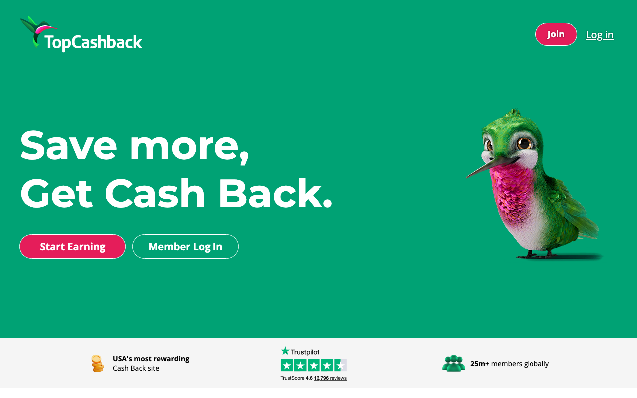 TopCashback homepage