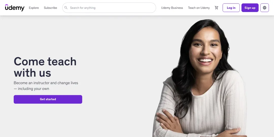 Udemy teaching page saying Come teach with us