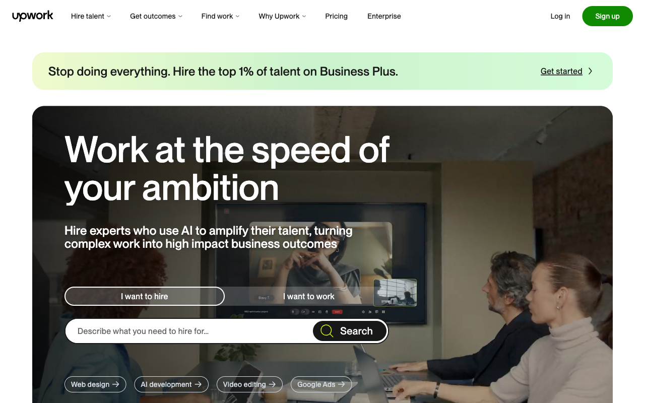 Upwork homepage screenshot