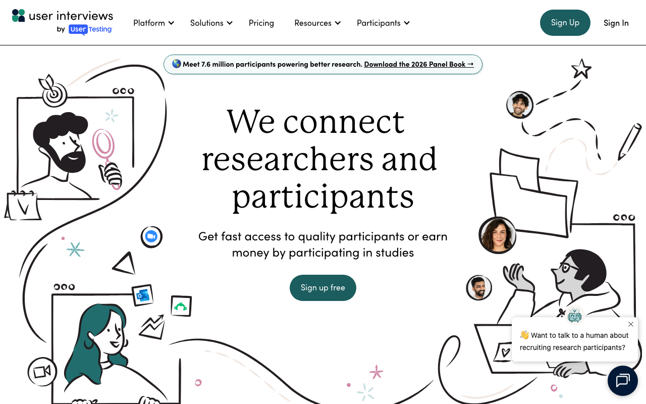 User Interviews homepage screenshot